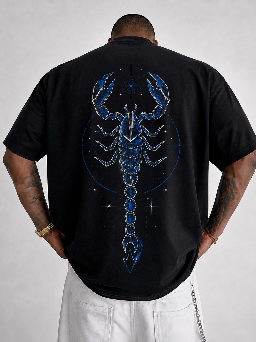 تيشيرت ILEERA Crystal Scorpion أوفرسايز ببرنت أمامي وخلفي