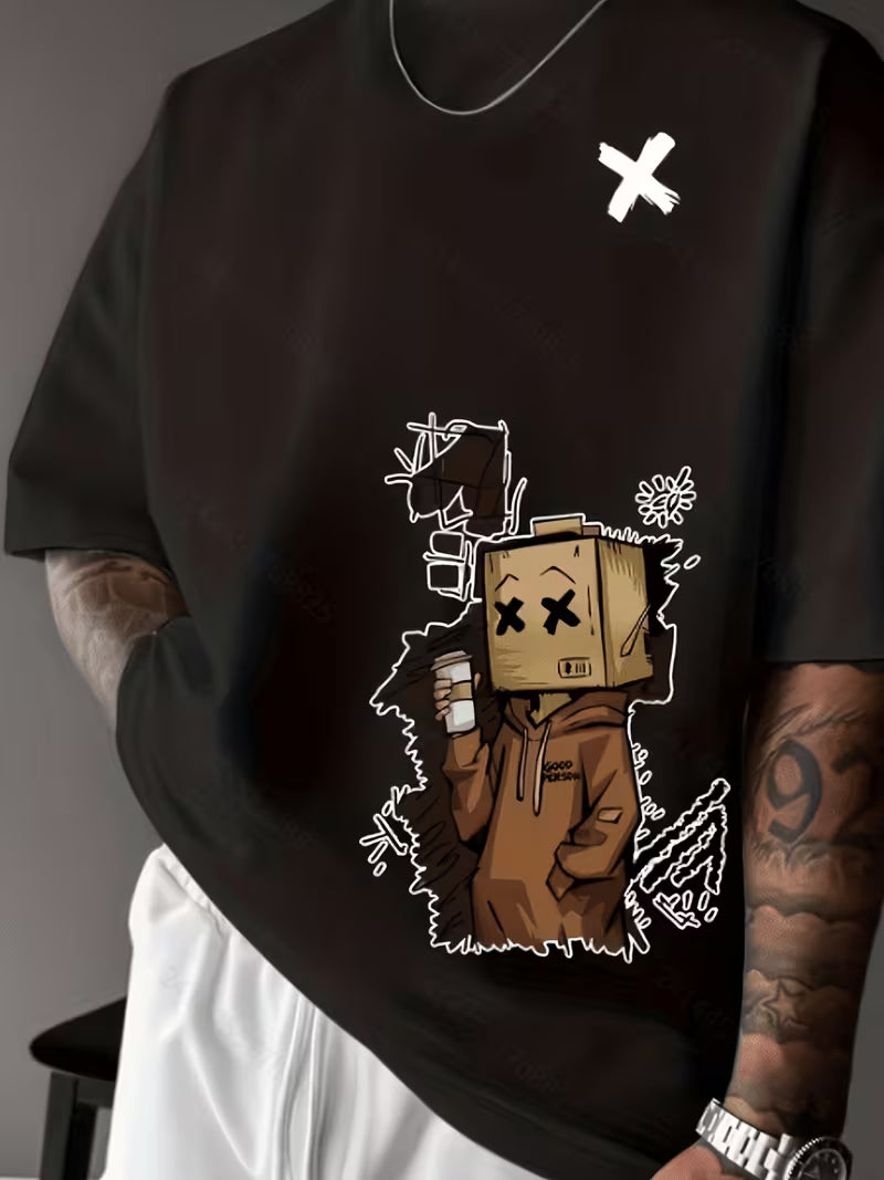 ILEERA® Premium Cotton Oversized Urban Sketch T-Shirt