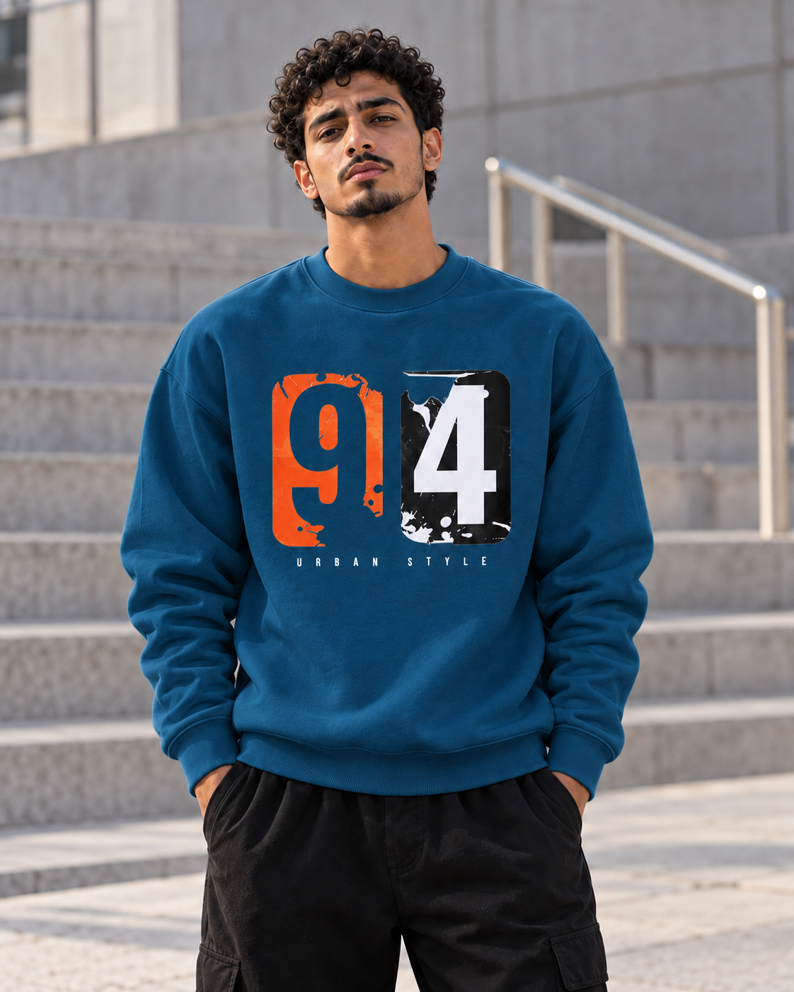 ILEERA® Premium Cotton Urban 94 Graphic Crewneck Sweatshirt