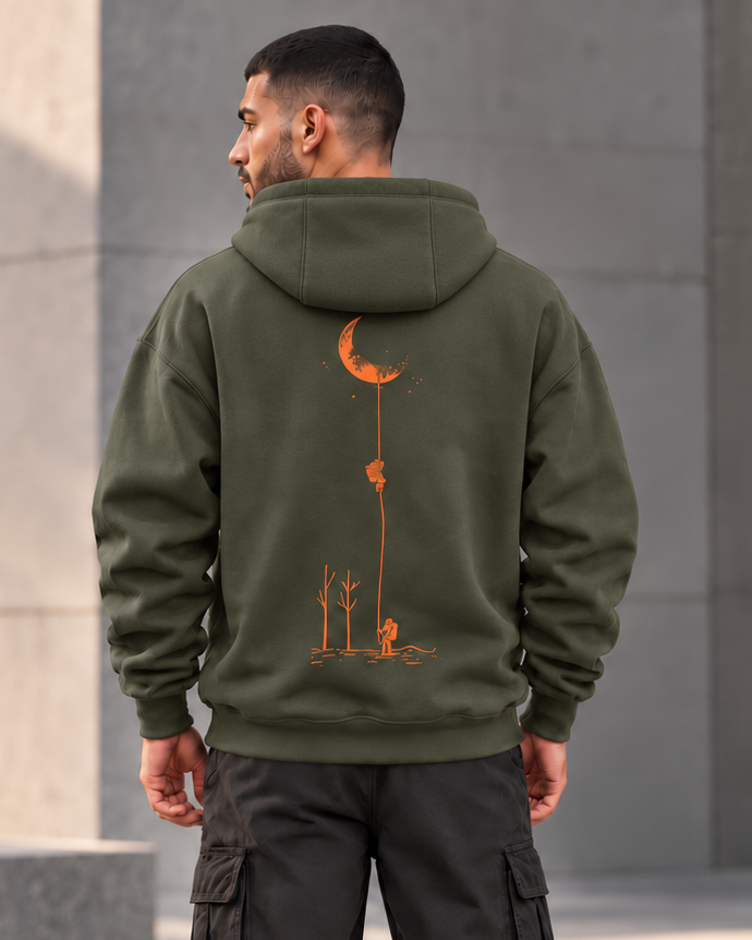 ILEERA® Premium Cotton Moon Explorer Front & Back Print Hoodie