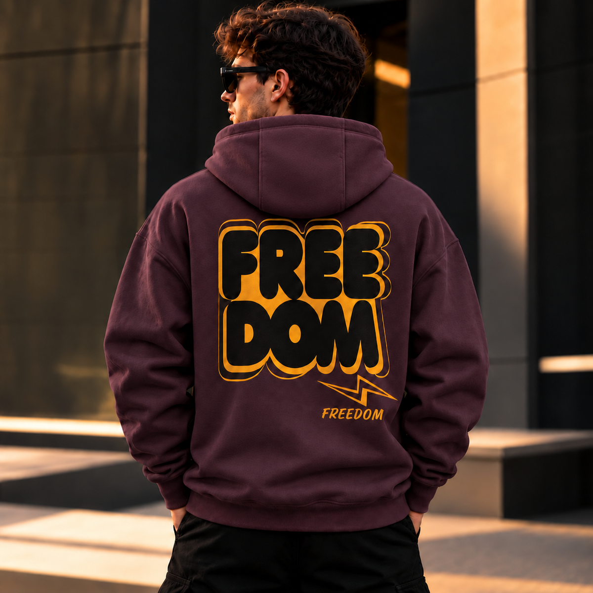 ILEERA® Premium Cotton Freedom Lightning Front & Back Print Hoodie
