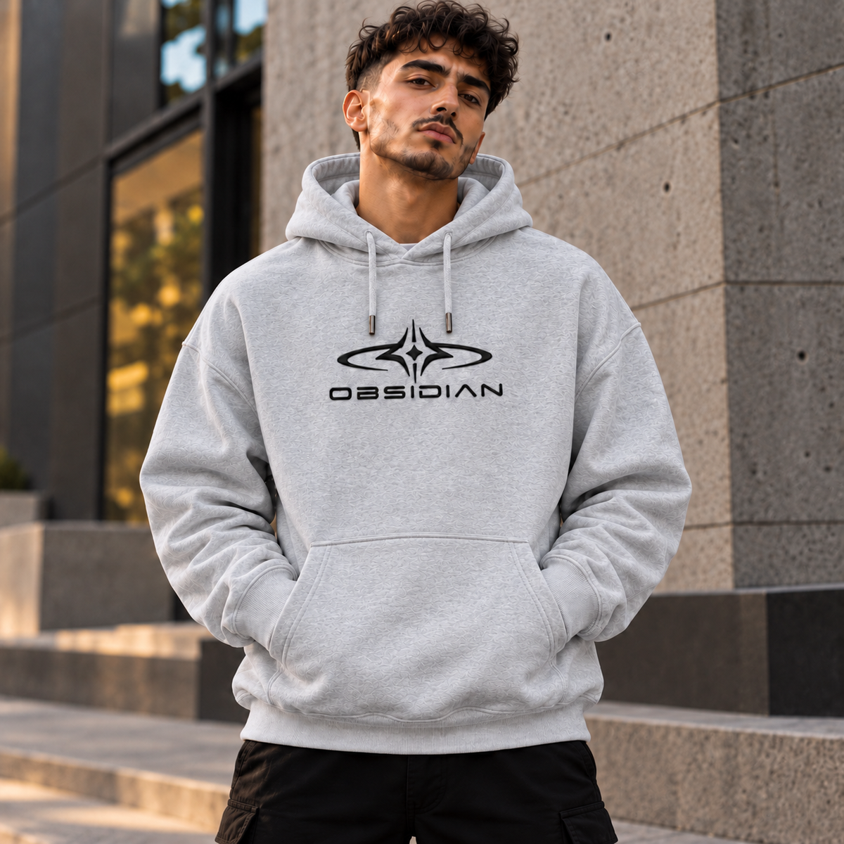 ILEERA® Premium Cotton Obsidian Chest Print Hoodie