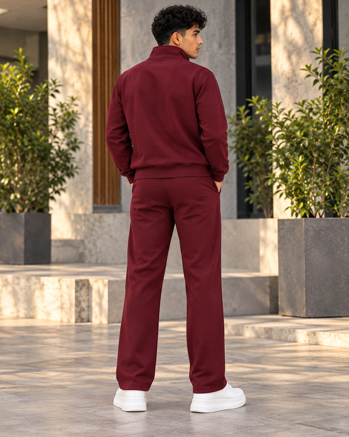 ILEERA® Crest Detail Zip-Up Jacket & Wide-Leg Pants Set