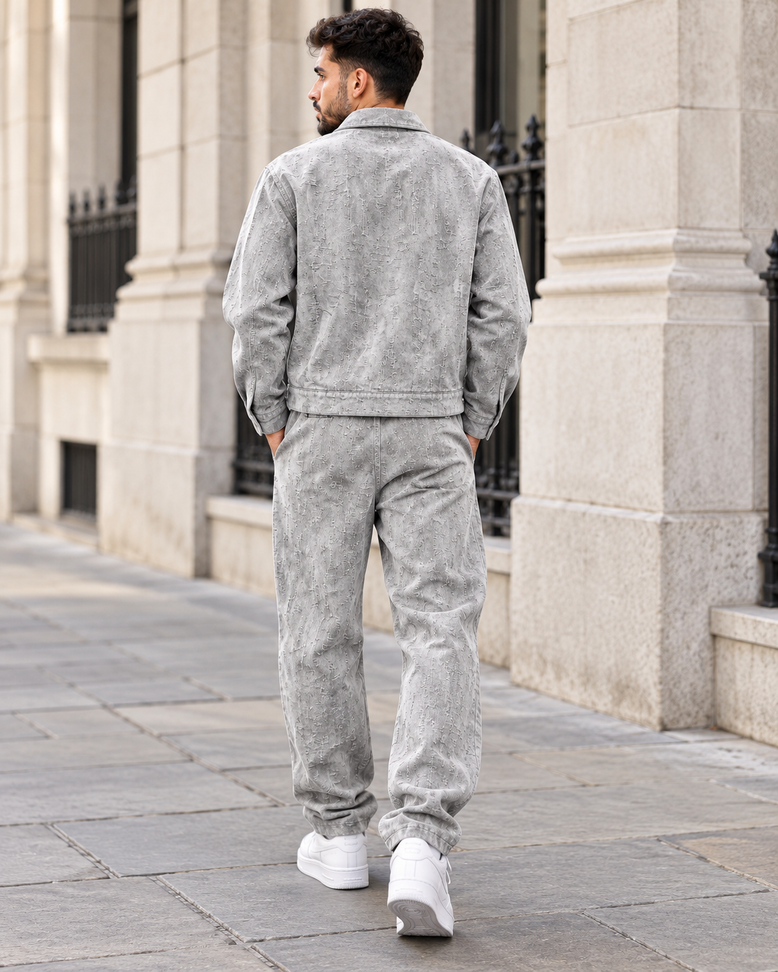 ILEERA® Textured Zip-Up Jacket & Straight-Leg Pants Set