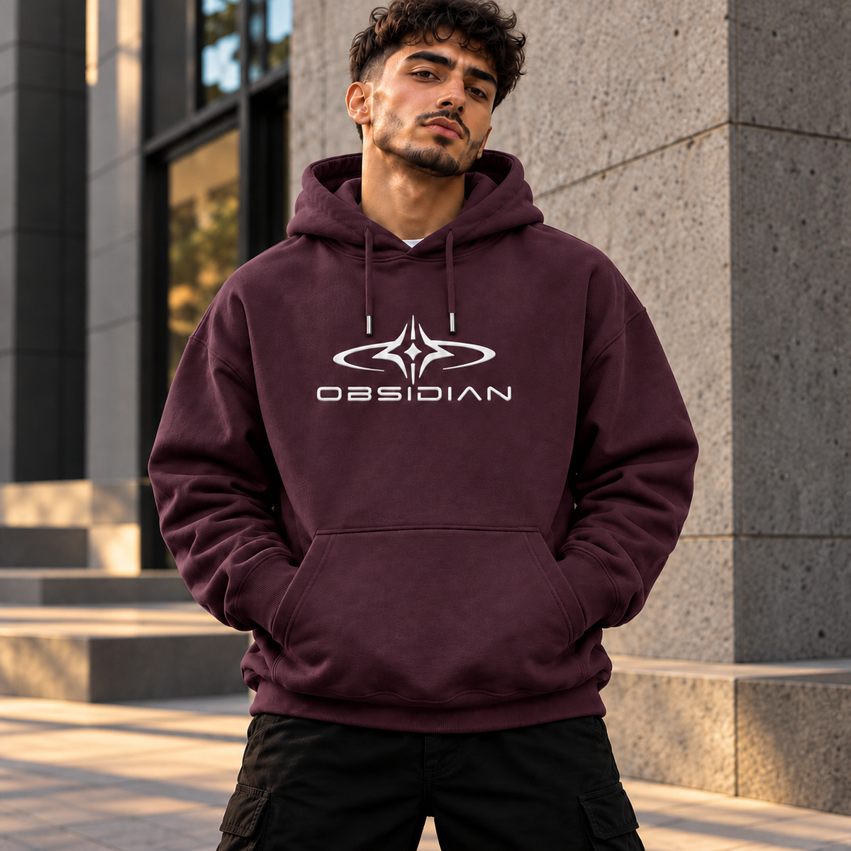ILEERA® Premium Cotton Obsidian Chest Print Hoodie