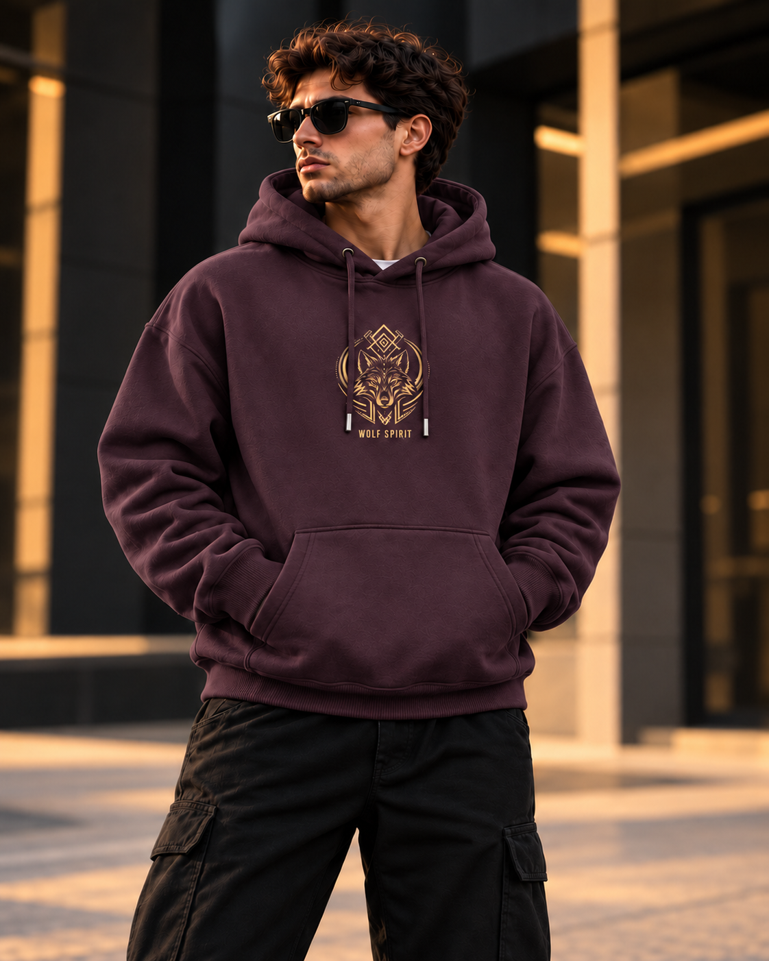 ILEERA® Premium Cotton Wolf Spirit Front & Back Print Hoodie