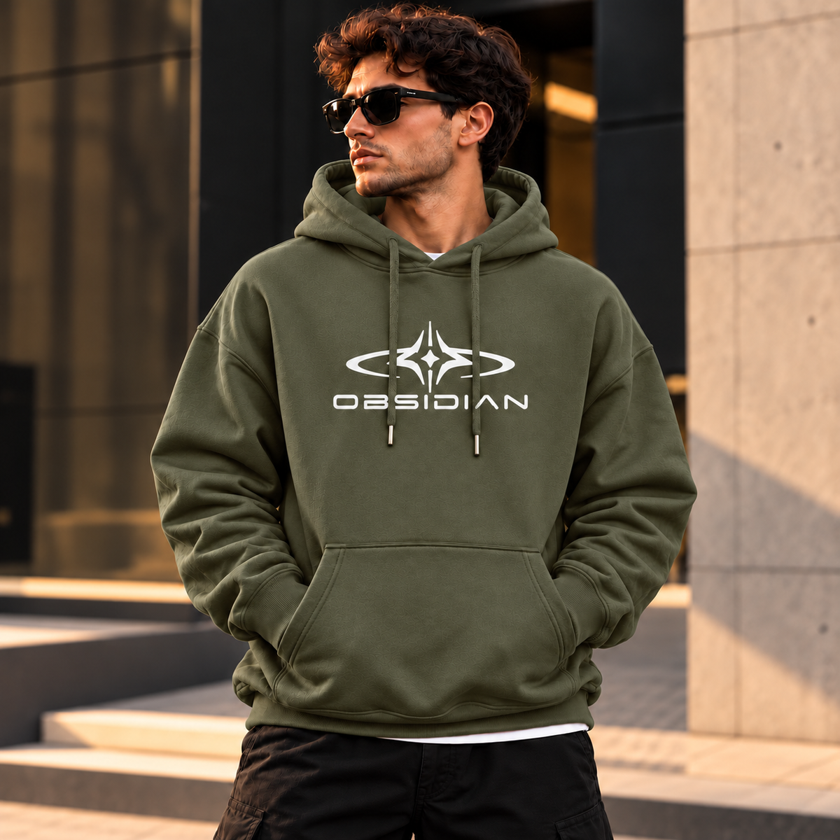 ILEERA® Premium Cotton Obsidian Chest Print Hoodie