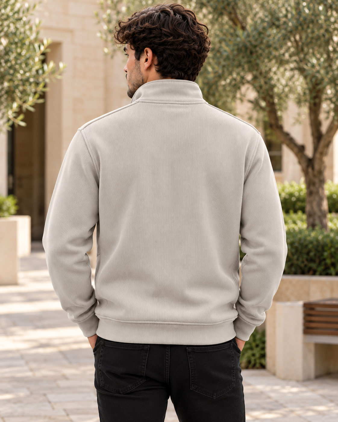 ILEERA® Essential Ribbed Quarter-Zip Sweatshirt