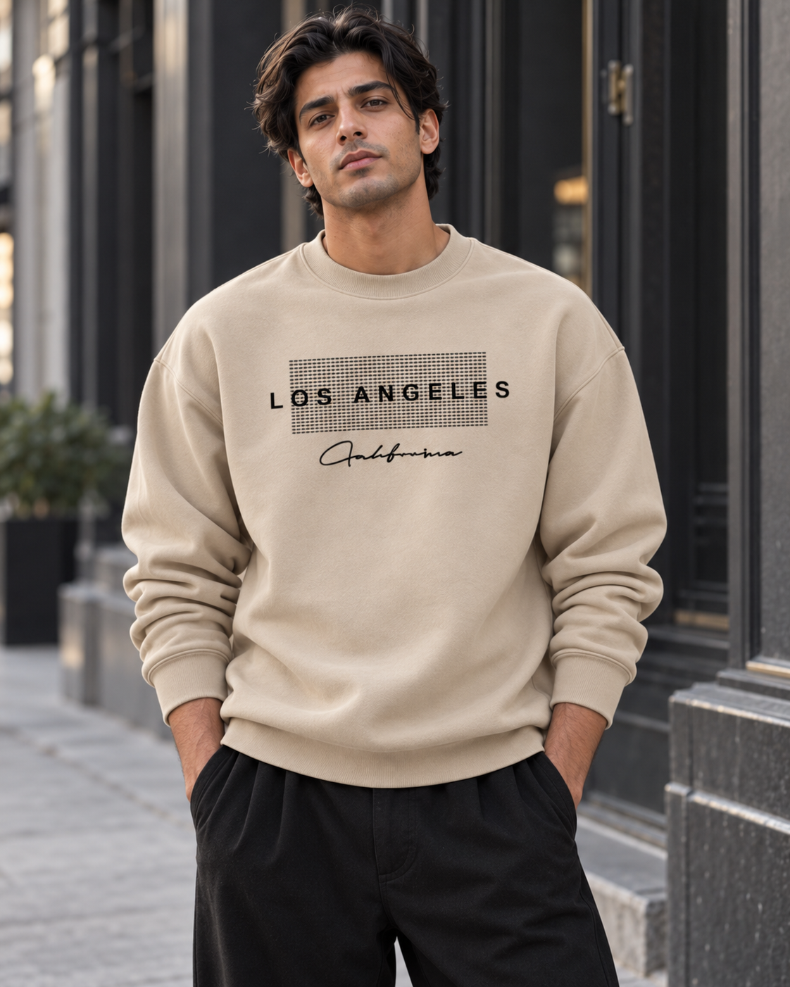 سويت شيرت قطن 100% بريميوم بطبعة Los Angeles California أمامية