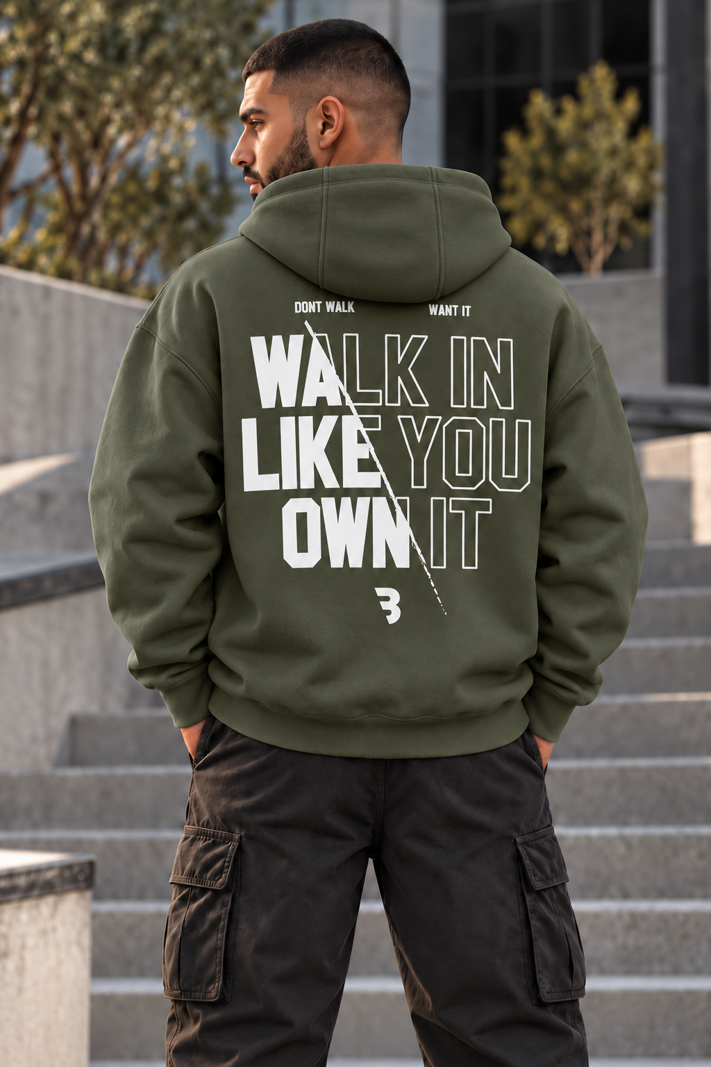 ILEERA® Premium Cotton Own It Front & Back Print Hoodie