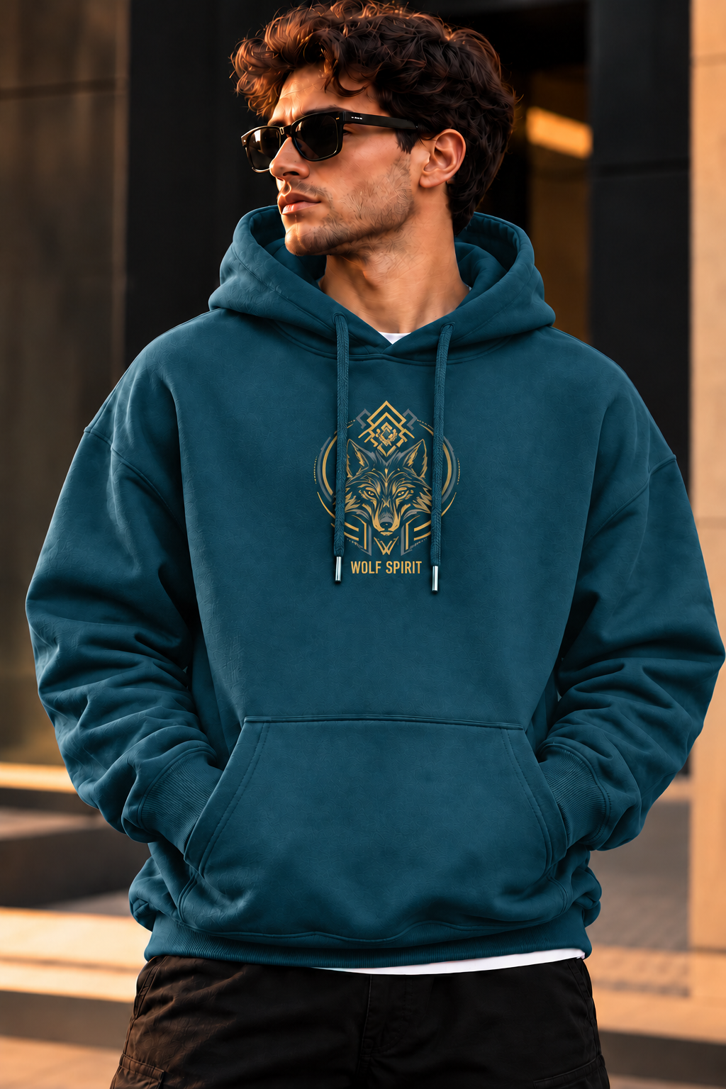 ILEERA® Premium Cotton Wolf Spirit Front & Back Print Hoodie