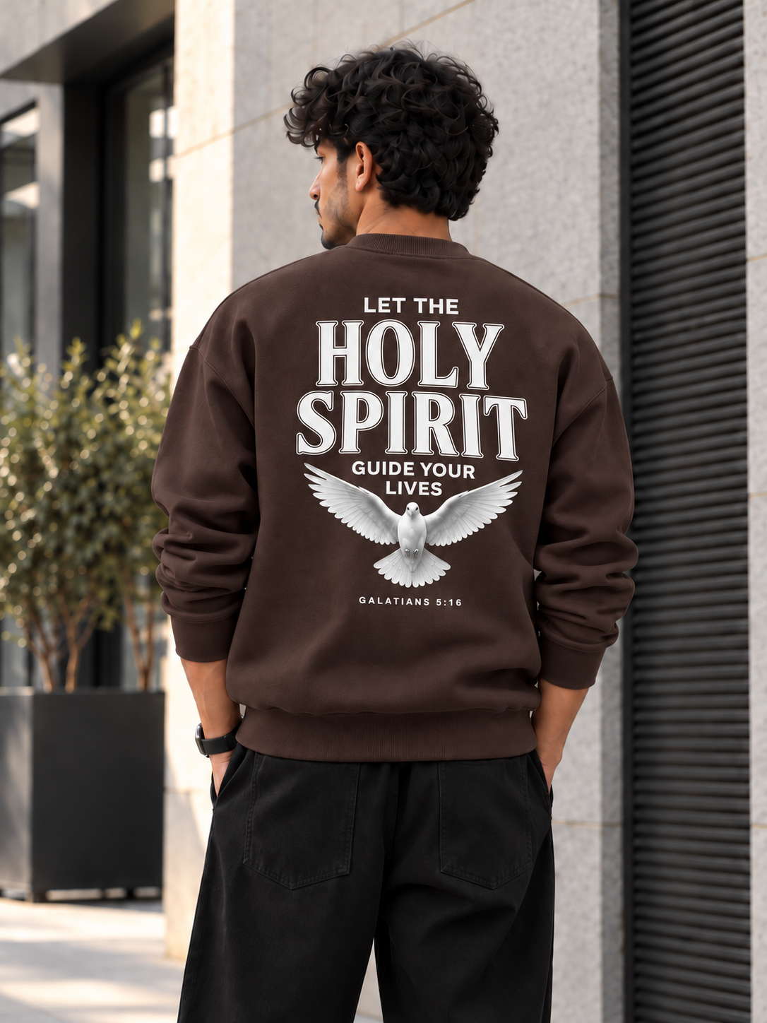 ILEERA® Premium Cotton Holy Spirit Dove Front & Back Print Crewneck Sweatshirt