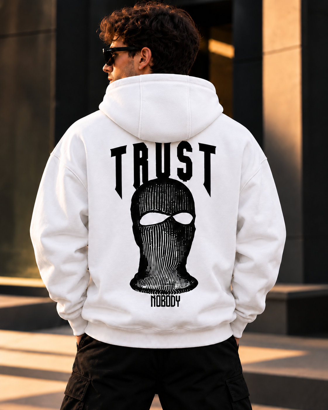 ILEERA® Premium Cotton Trust Nobody Back Print Hoodie