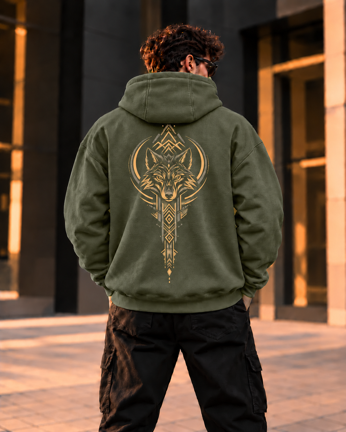 ILEERA® Premium Cotton Wolf Spirit Front & Back Print Hoodie