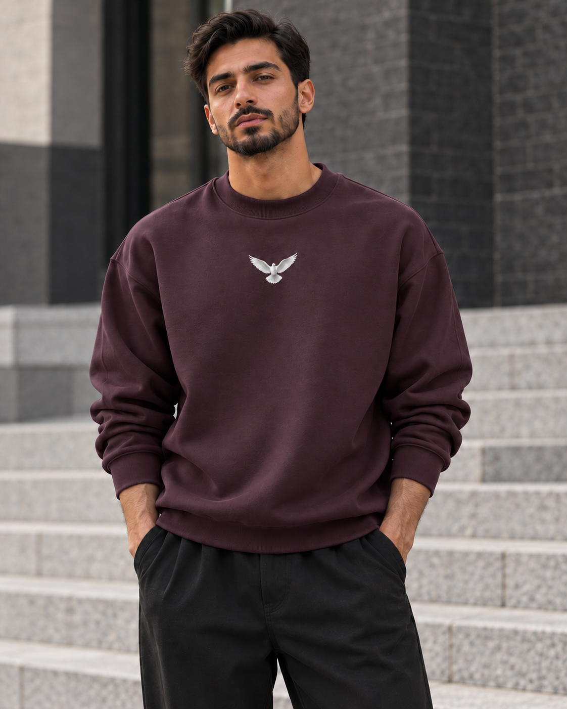 سويت شيرت قطن 100% بريميوم بطبعة Holy Spirit Dove أمامية وخلفية
