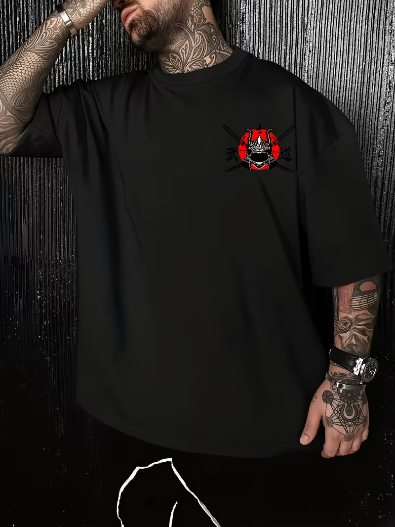 ILEERA® Premium Cotton Oversized Samurai Art T-Shirt