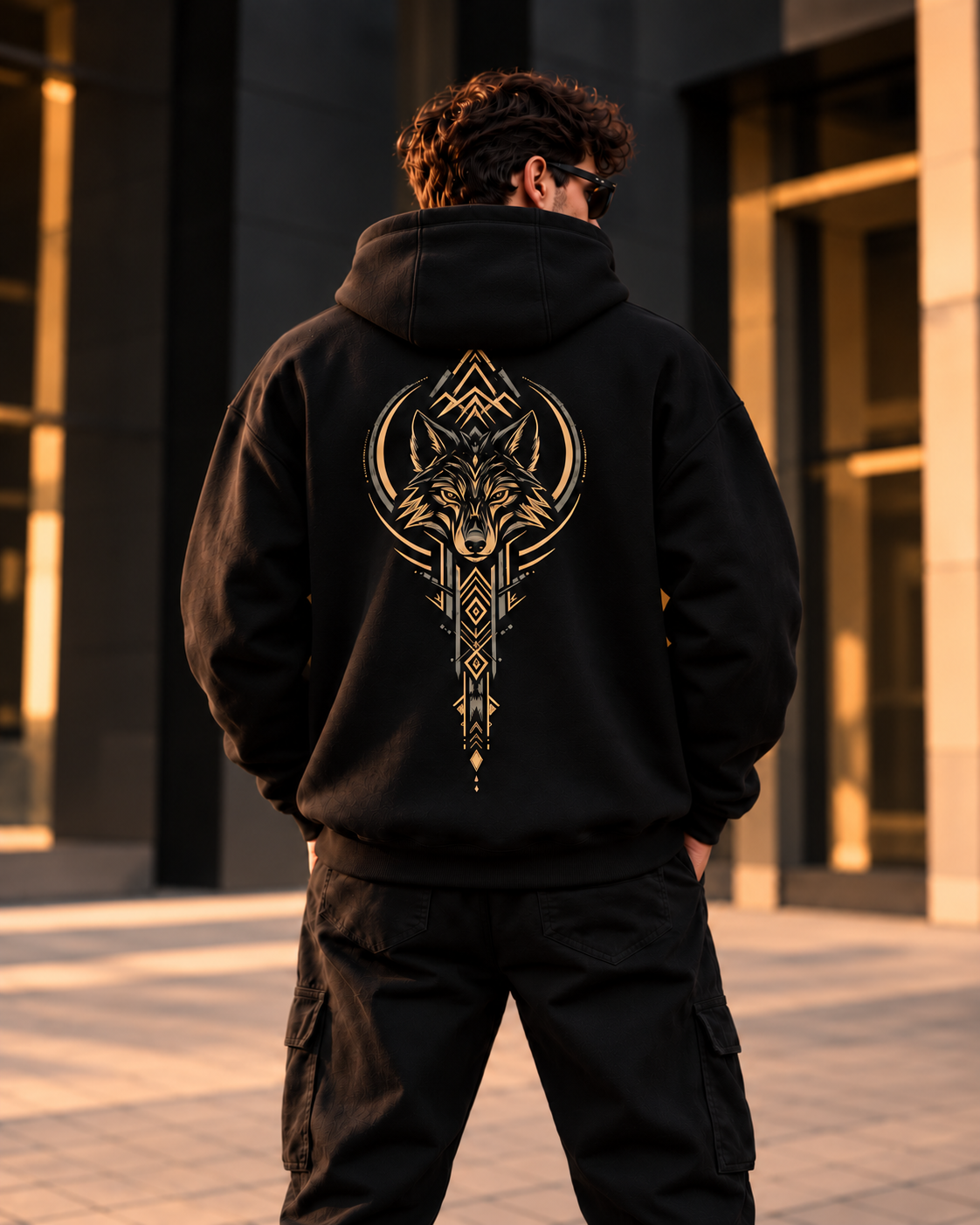 ILEERA® Premium Cotton Wolf Spirit Front & Back Print Hoodie