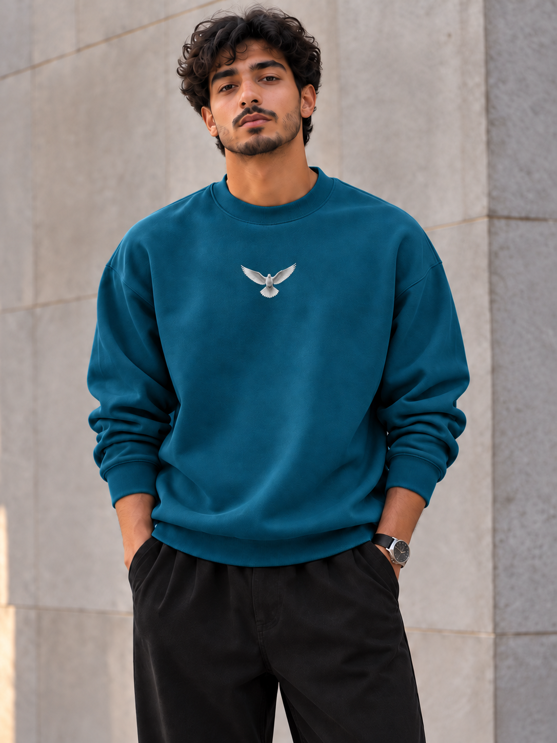 ILEERA® Premium Cotton Holy Spirit Dove Front & Back Print Crewneck Sweatshirt