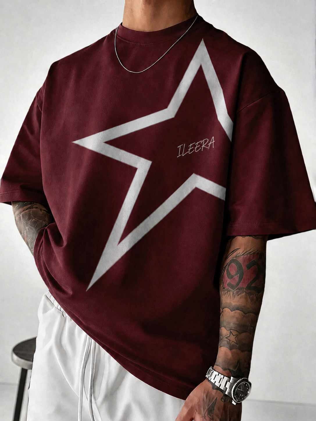 ILEERA® Premium Cotton Star Oversized T-Shirt