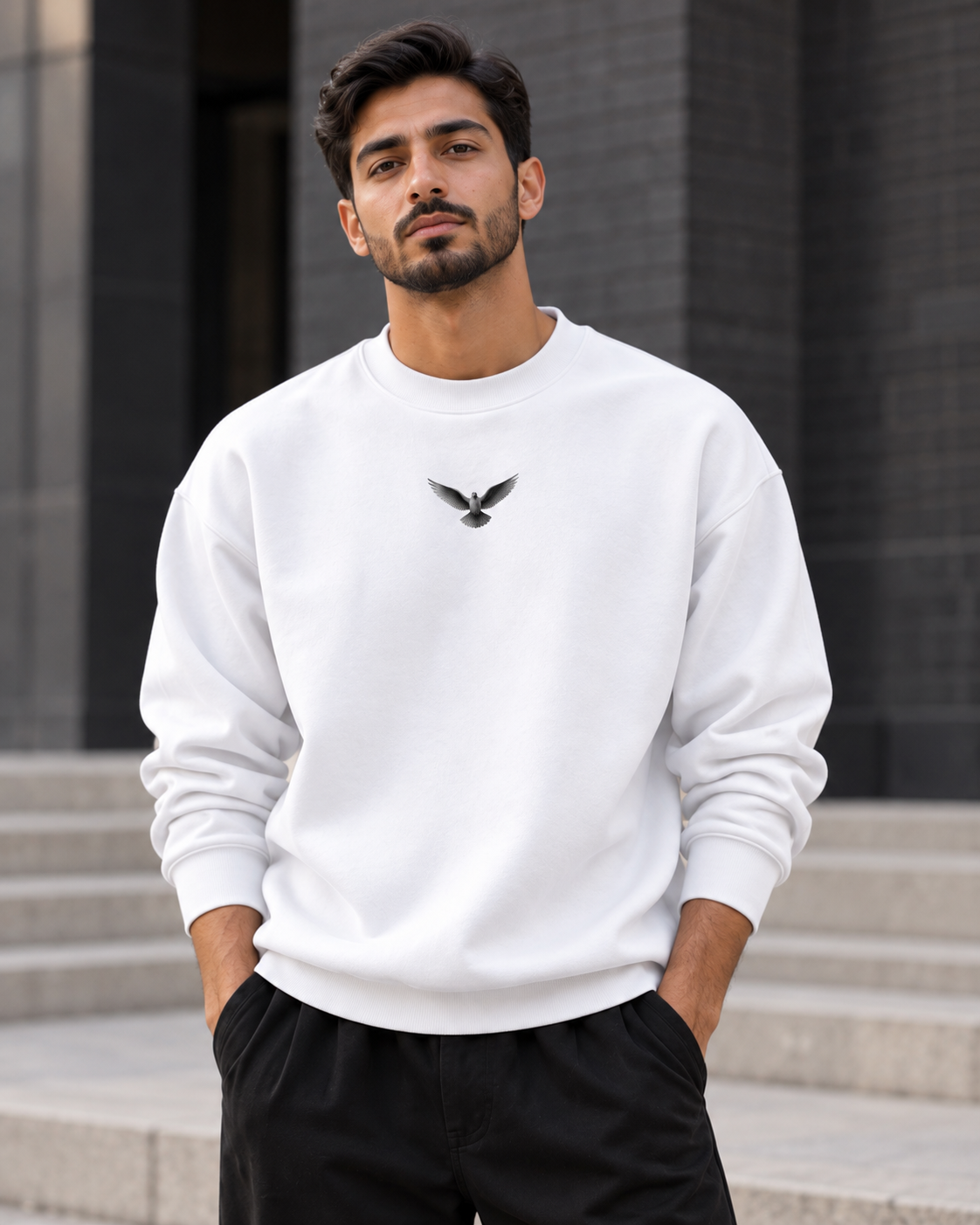 ILEERA® Premium Cotton Holy Spirit Dove Front & Back Print Crewneck Sweatshirt
