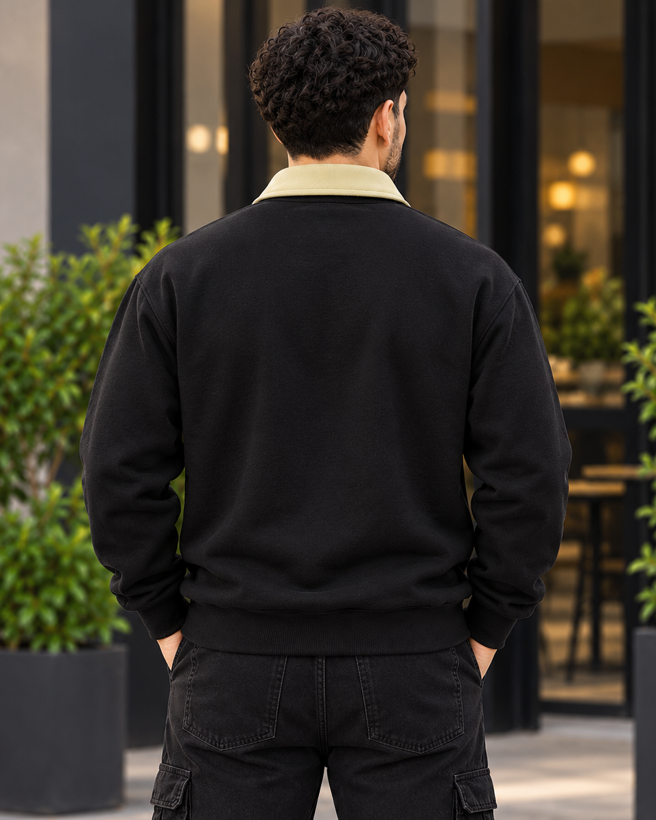 ILEERA® Contrast Collar Quarter-Zip Sweatshirt