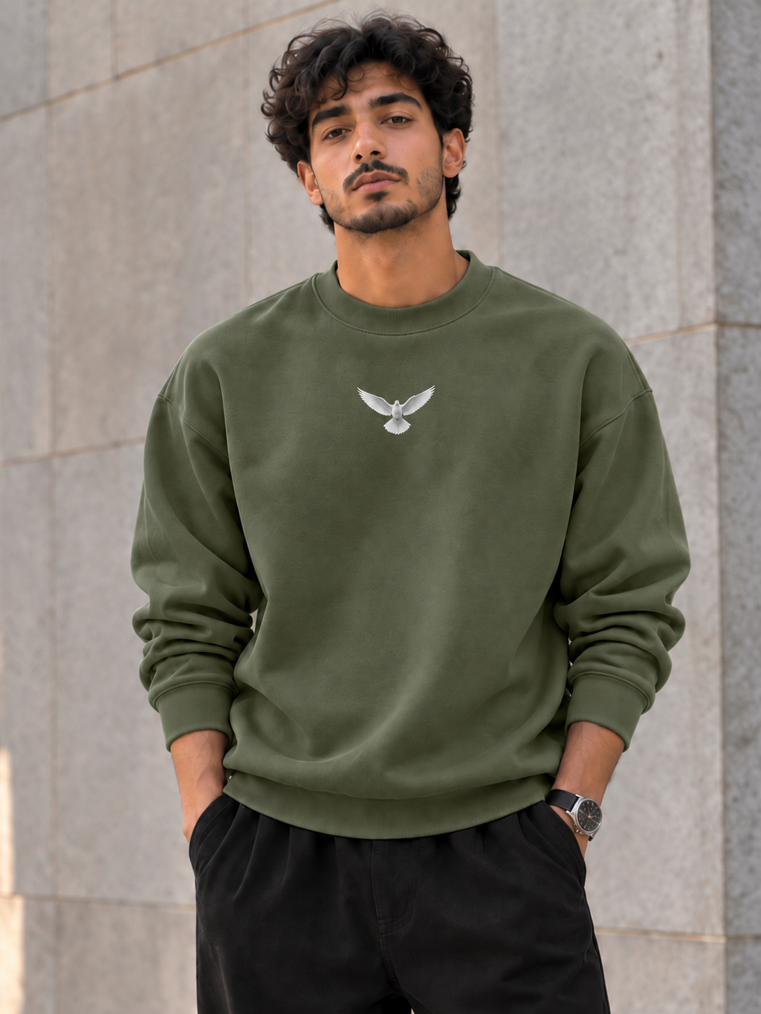 ILEERA® Premium Cotton Holy Spirit Dove Front & Back Print Crewneck Sweatshirt