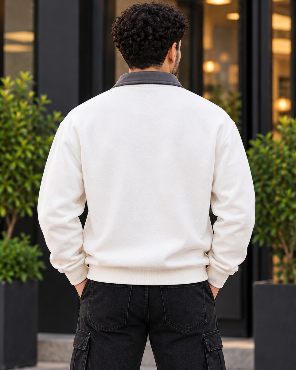 ILEERA® Contrast Collar Quarter-Zip Sweatshirt