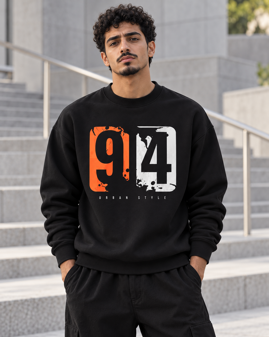 ILEERA® Premium Cotton Urban 94 Graphic Crewneck Sweatshirt