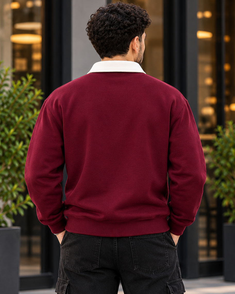 ILEERA® Contrast Collar Quarter-Zip Sweatshirt