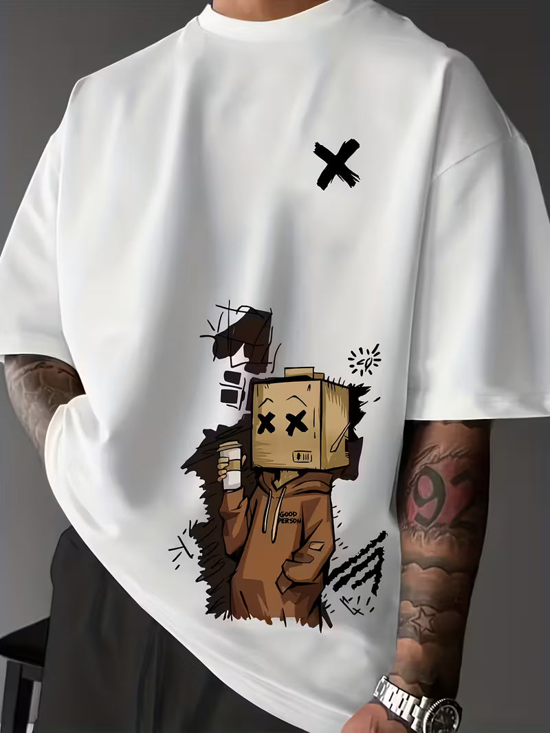 ILEERA® Premium Cotton Oversized Urban Sketch T-Shirt