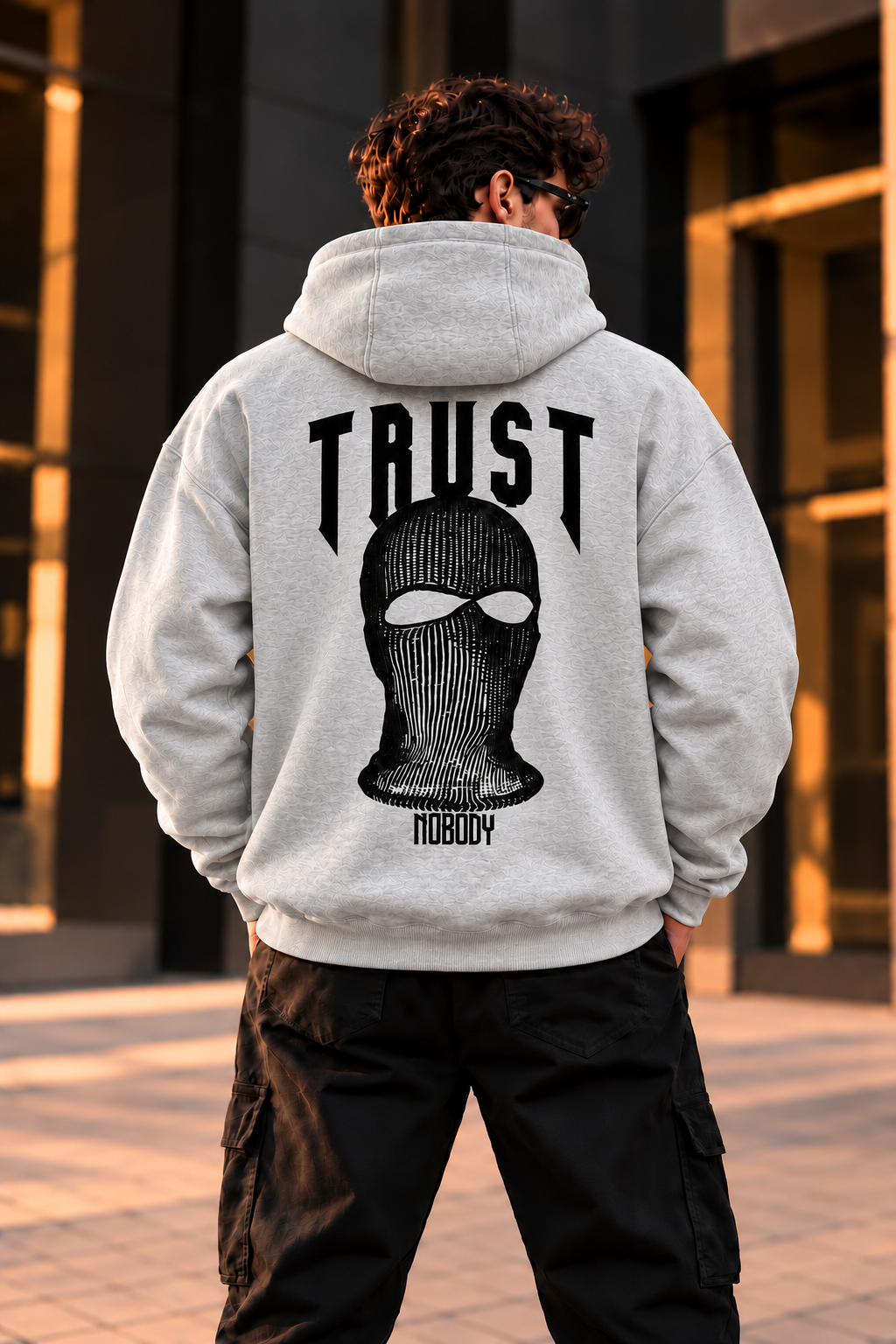 ILEERA® Premium Cotton Trust Nobody Back Print Hoodie