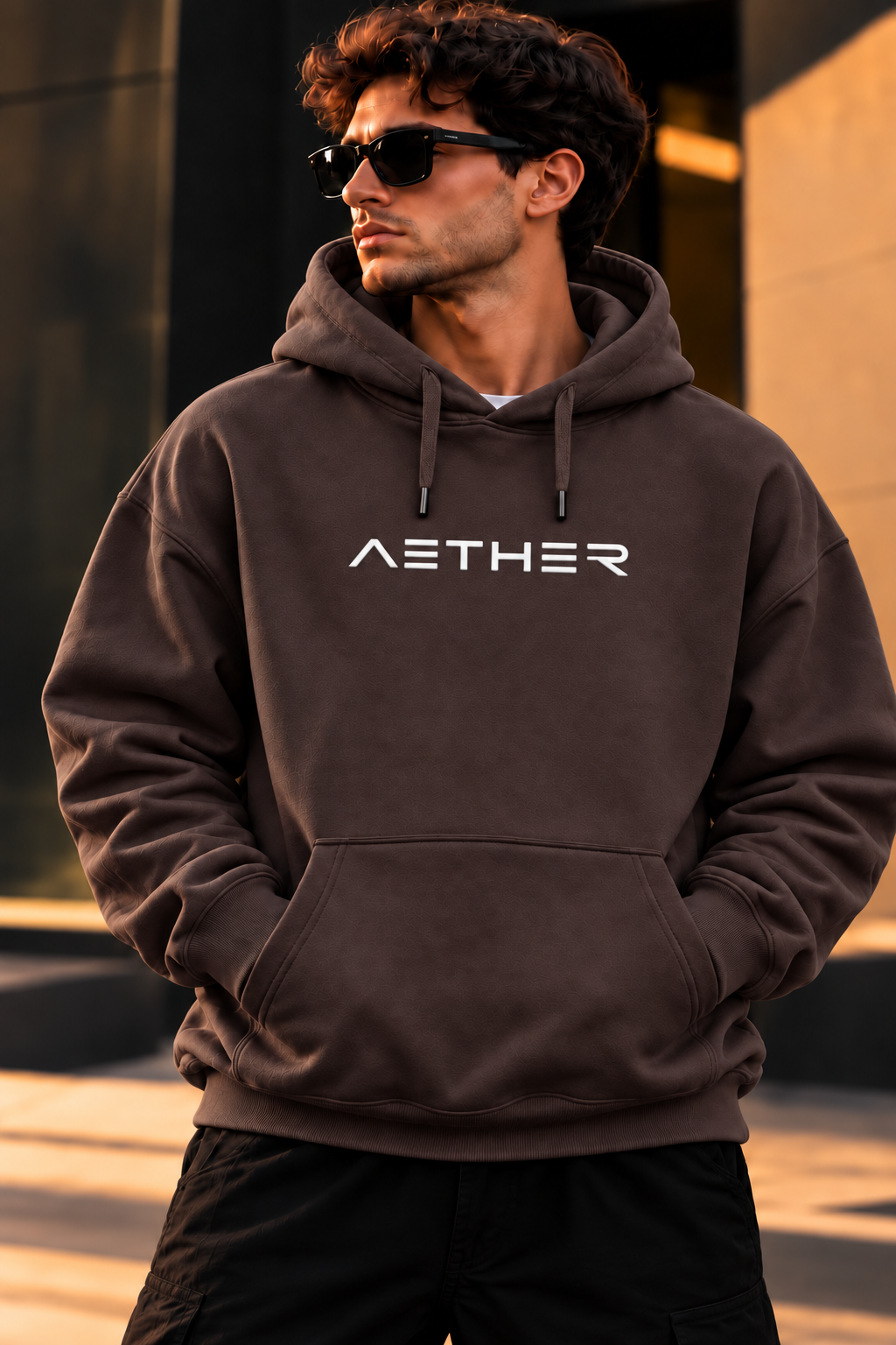 ILEERA® Premium Cotton Aether Minimal Chest Print Hoodie