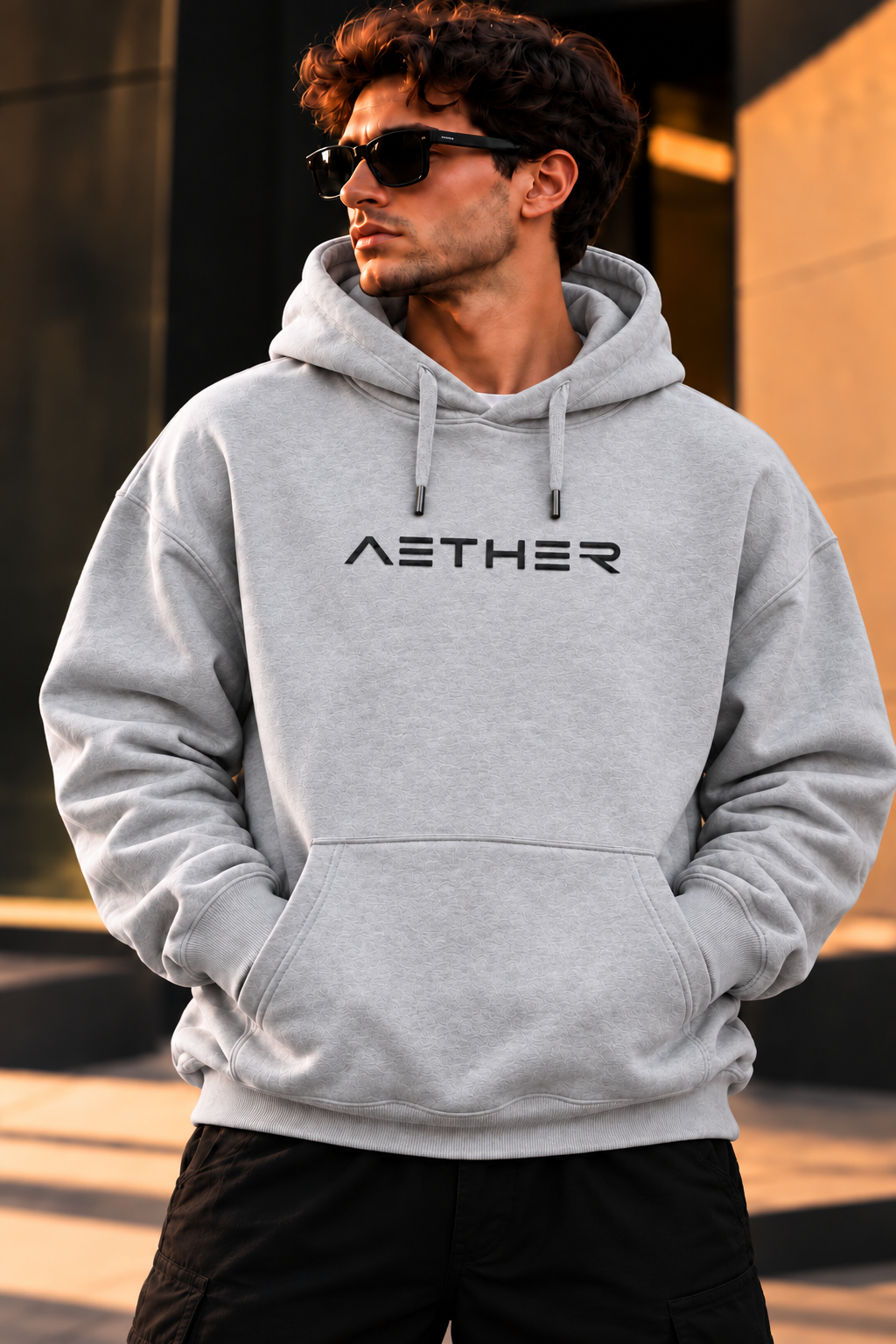 ILEERA® Premium Cotton Aether Minimal Chest Print Hoodie