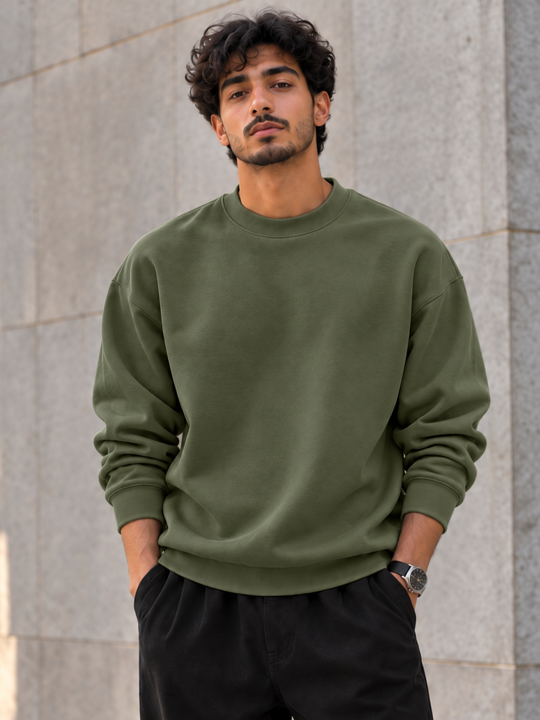 ILEERA® Premium Cotton Oversized Essential Crewneck Sweatshirt