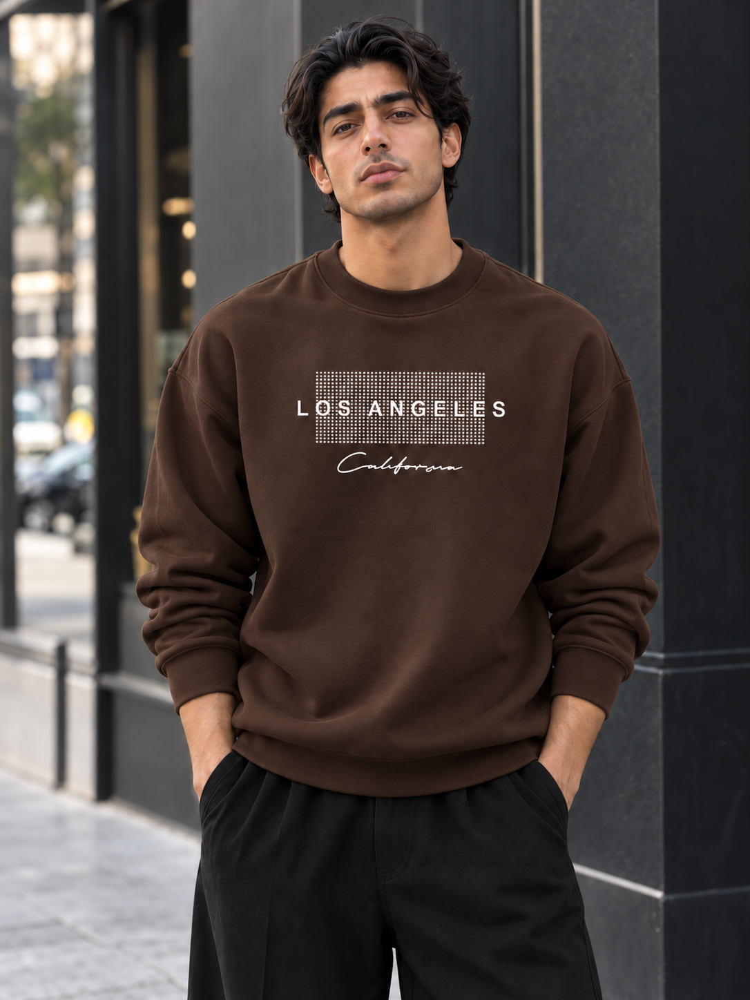 سويت شيرت قطن 100% بريميوم بطبعة Los Angeles California أمامية