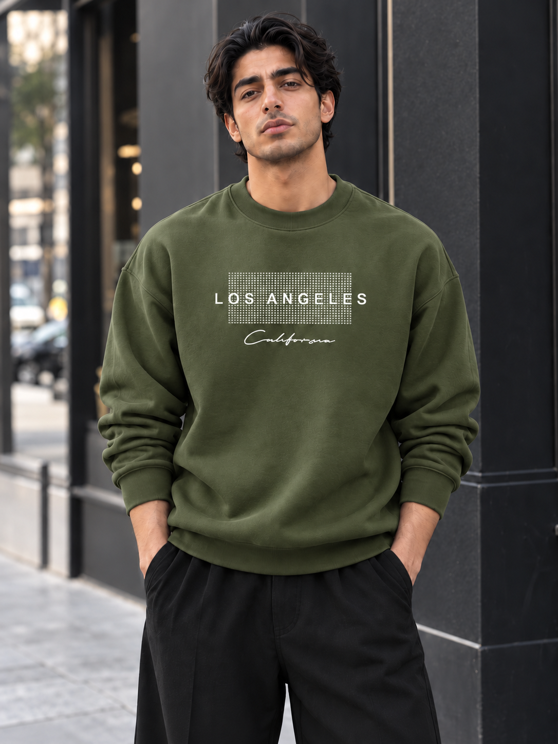 سويت شيرت قطن 100% بريميوم بطبعة Los Angeles California أمامية