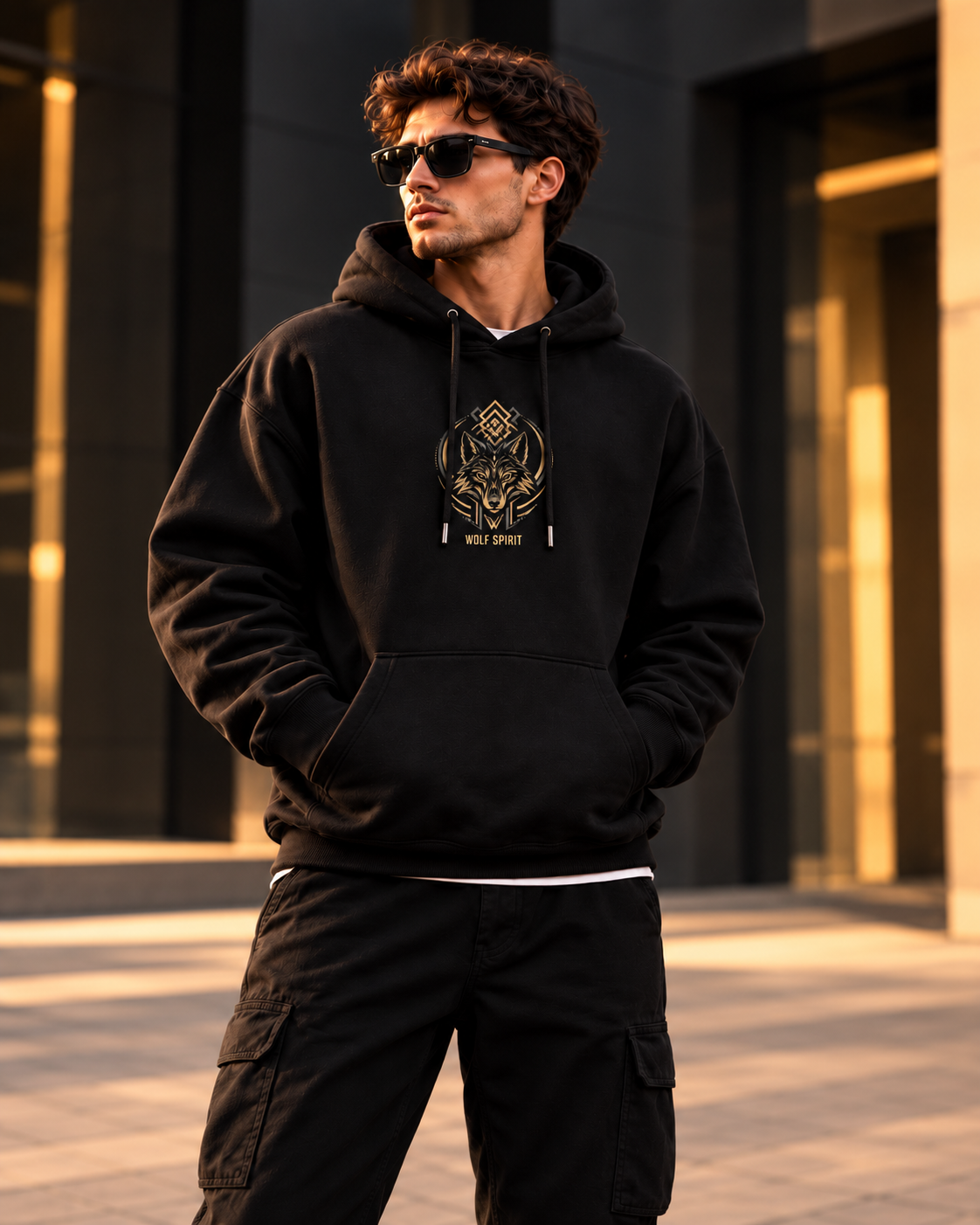ILEERA® Premium Cotton Wolf Spirit Front & Back Print Hoodie