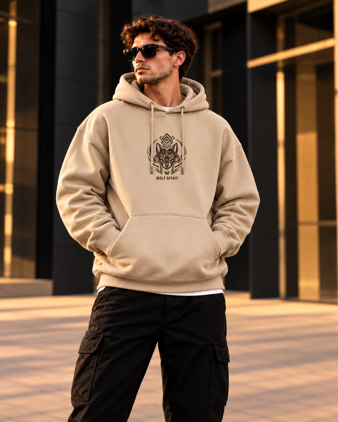 ILEERA® Premium Cotton Wolf Spirit Front & Back Print Hoodie