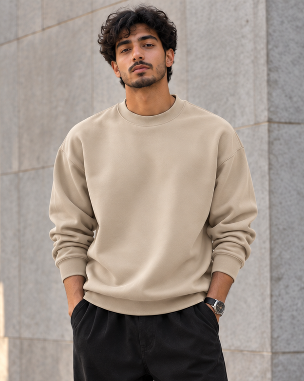 ILEERA® Premium Cotton Oversized Essential Crewneck Sweatshirt