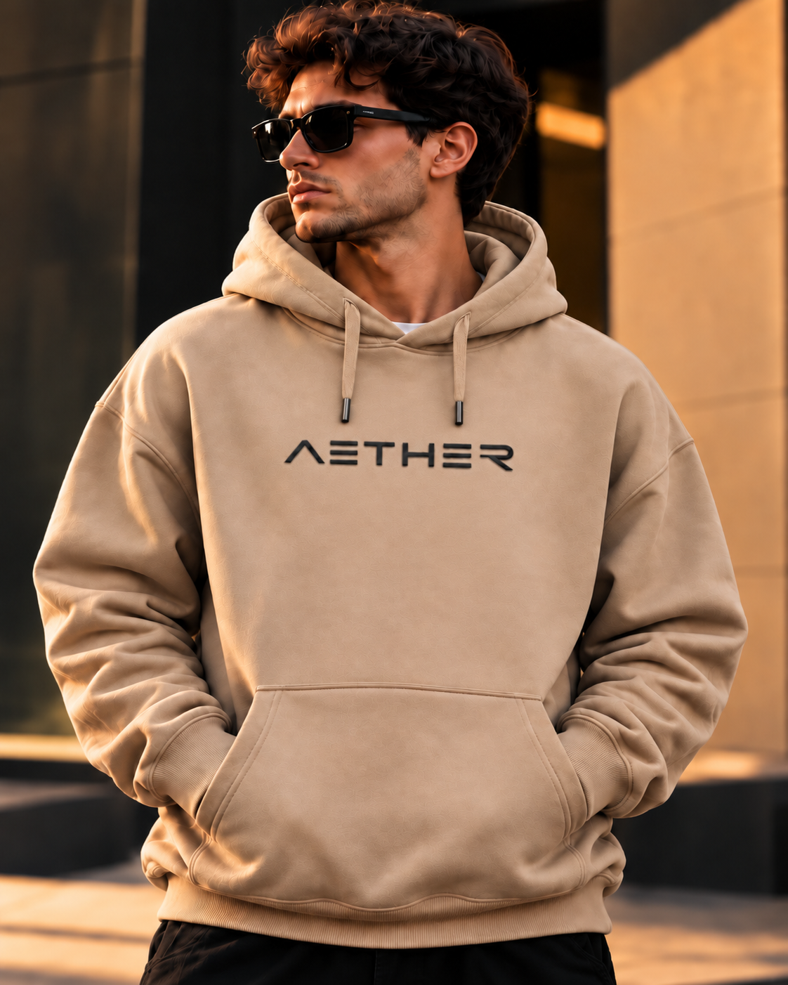 ILEERA® Premium Cotton Aether Minimal Chest Print Hoodie