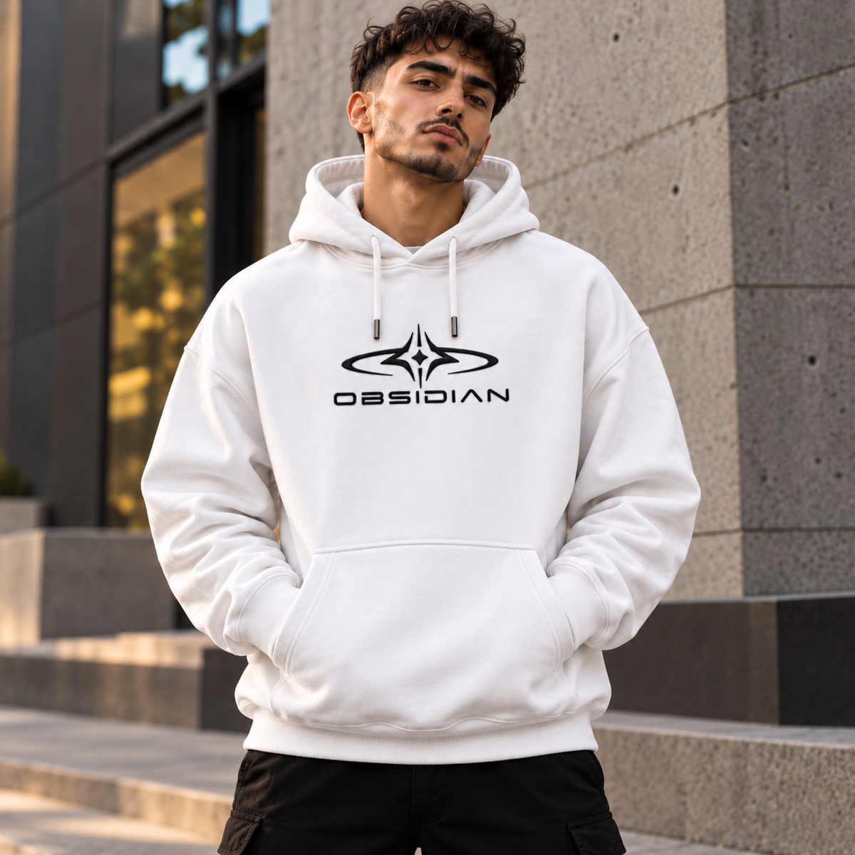 ILEERA® Premium Cotton Obsidian Chest Print Hoodie
