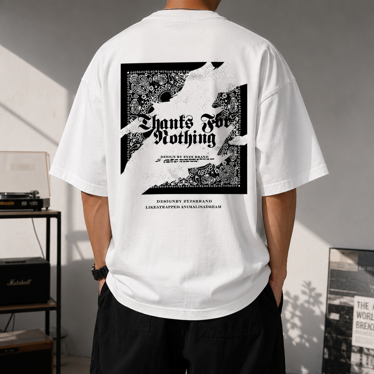 ILEERA® Oversized Thanks For Nothing Back Print T-Shirt