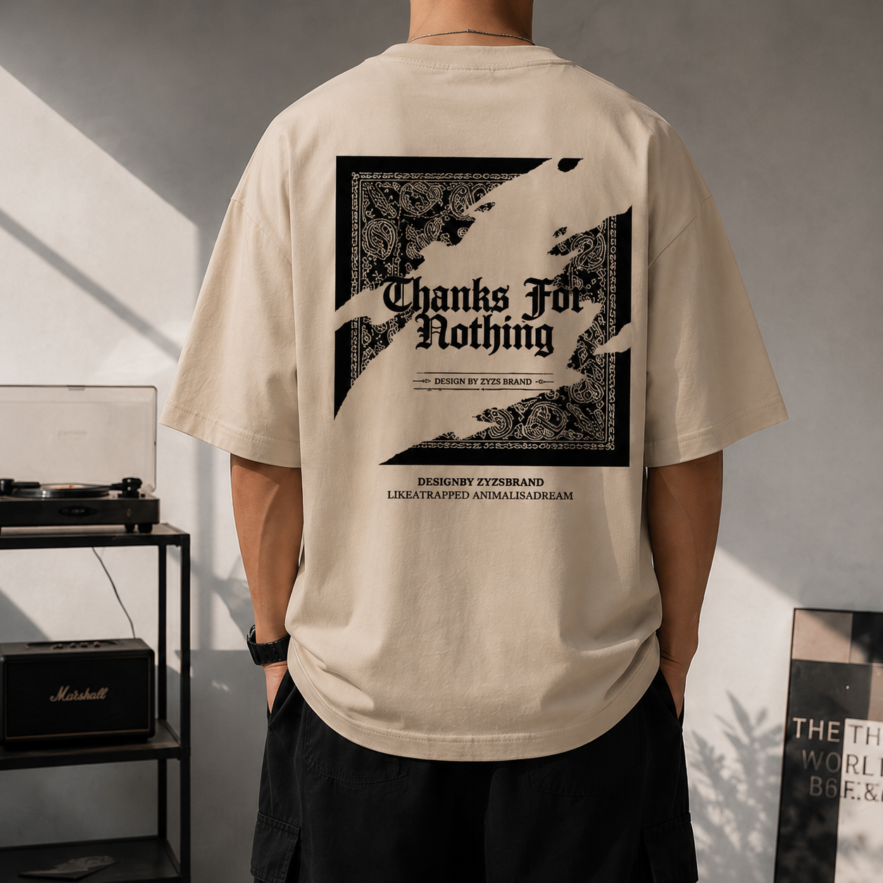 ILEERA® Oversized Thanks For Nothing Back Print T-Shirt