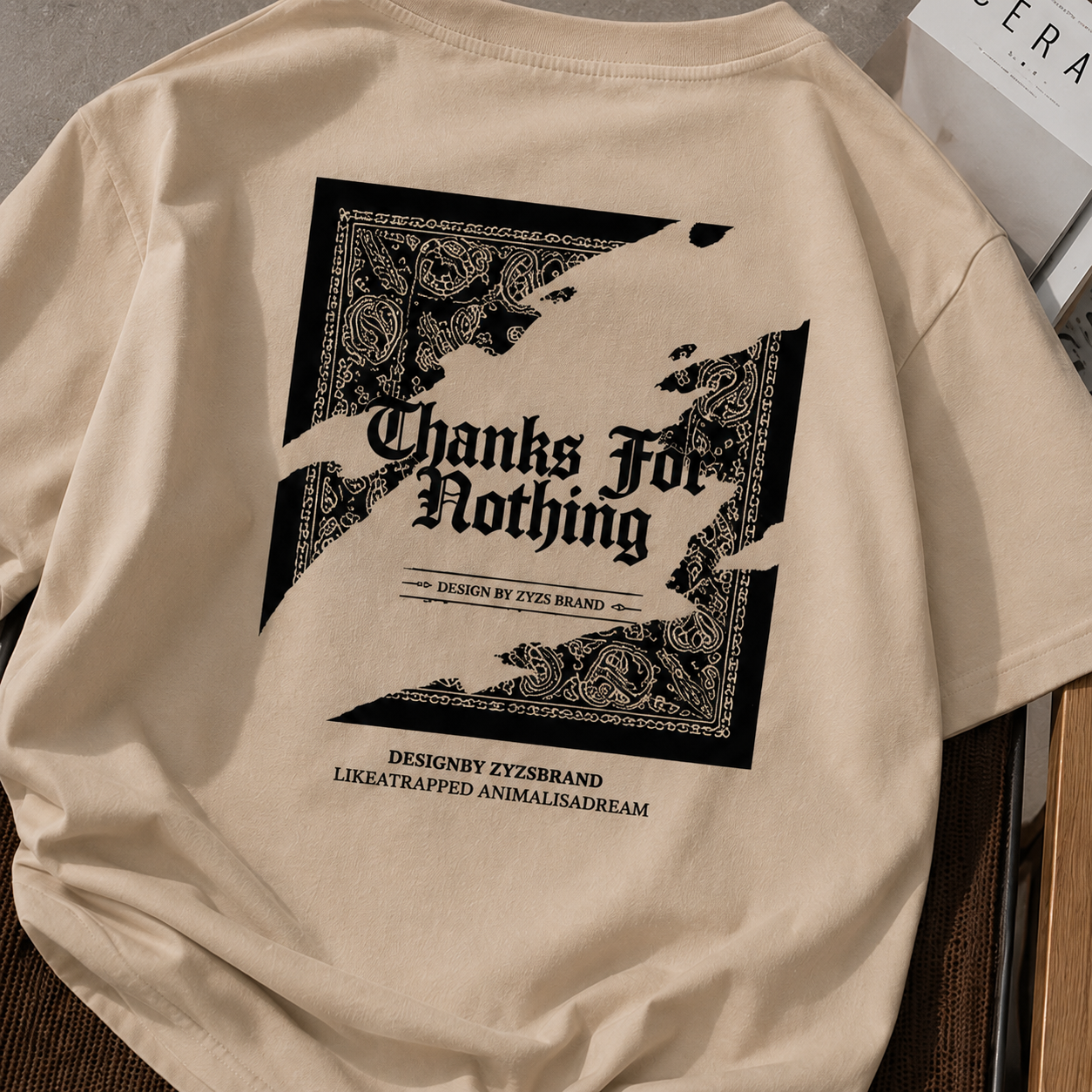 ILEERA® Oversized Thanks For Nothing Back Print T-Shirt