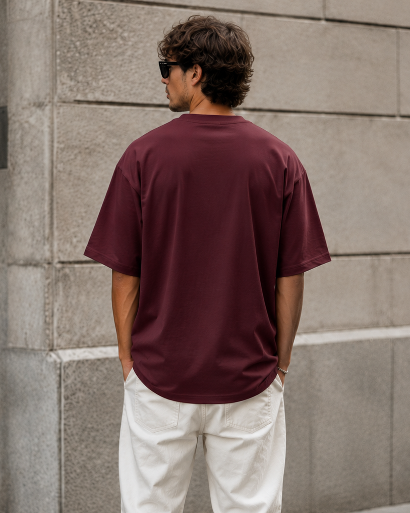 ILEERA® Premium Cotton Oversized Currently Somewhere Else Front Print T-Shirt