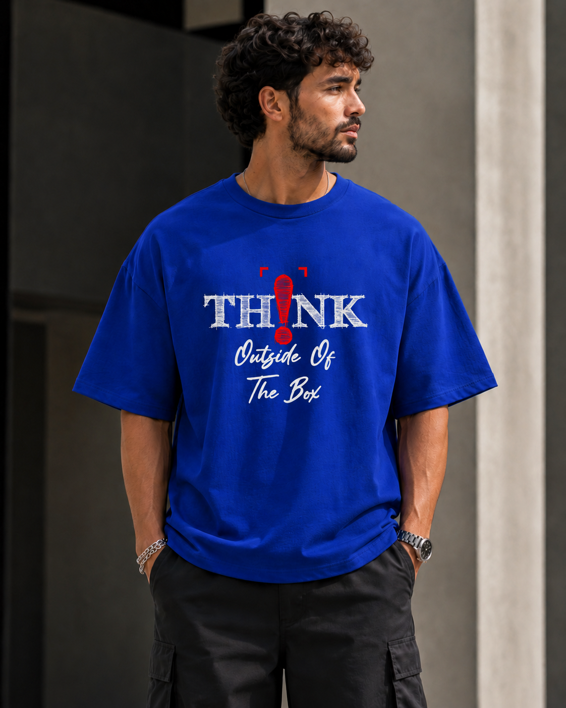 ILEERA® Premium Cotton Oversized Think Outside The Box T-Shirt