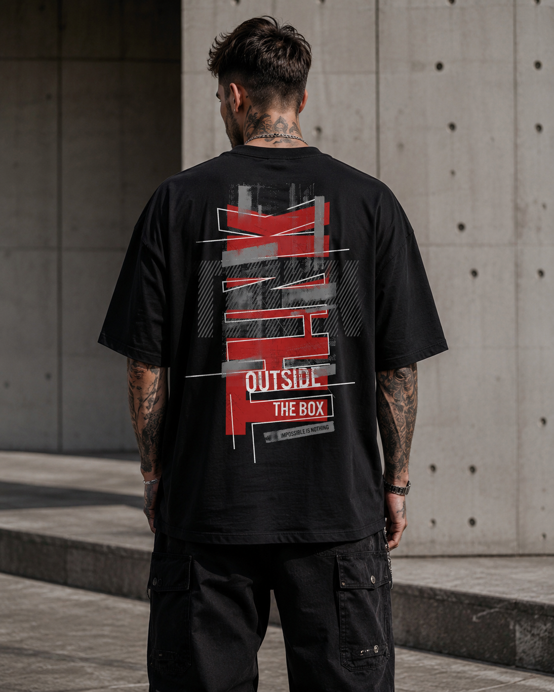ILEERA® Premium Cotton Oversized Think Outside The Box T-Shirt