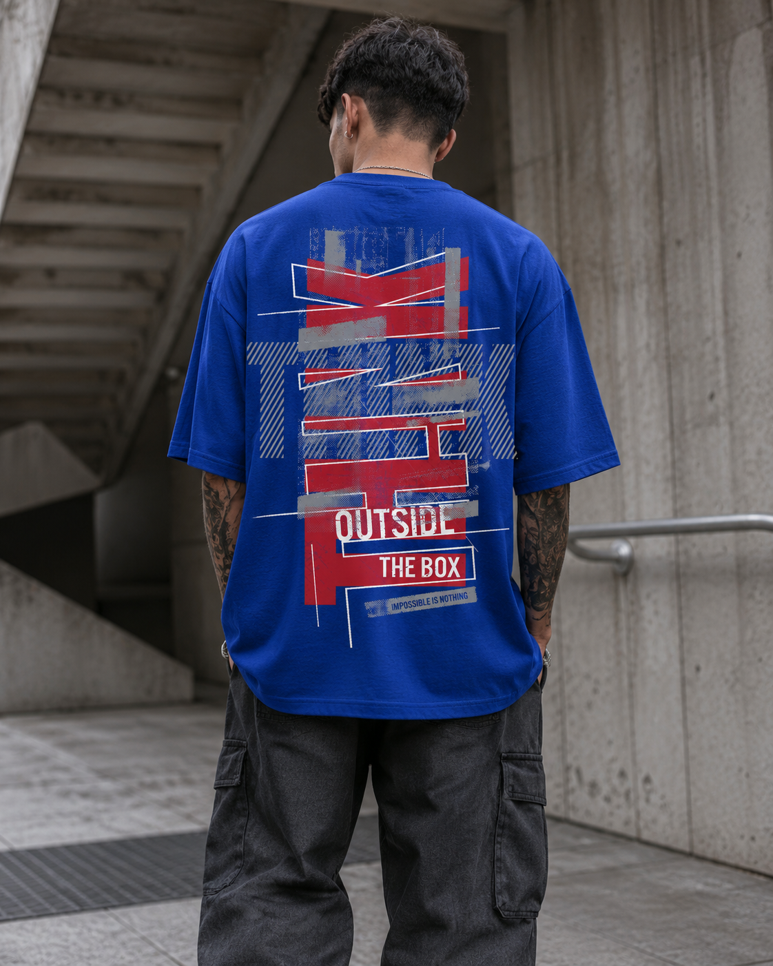 ILEERA® Premium Cotton Oversized Think Outside The Box T-Shirt