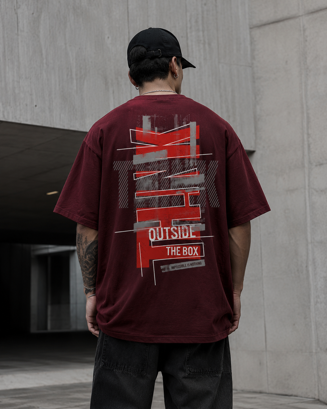 ILEERA® Premium Cotton Oversized Think Outside The Box T-Shirt