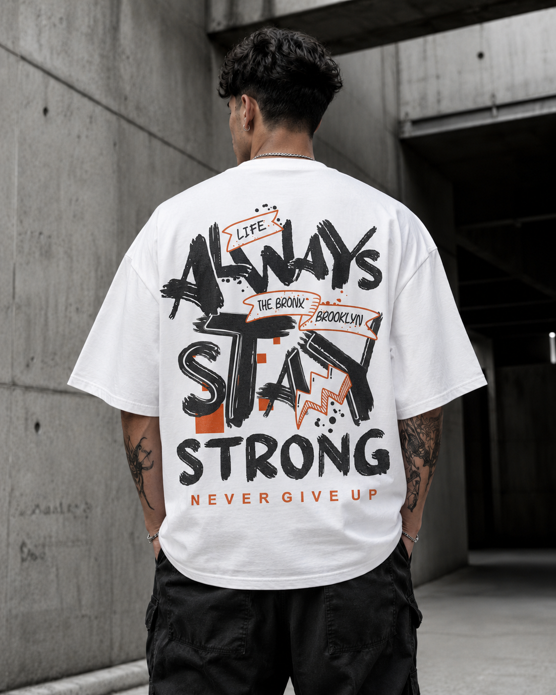 ILEERA® Premium Cotton Oversized Always Stay Strong T-Shirt